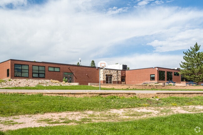 The rear outdoor area at Broomfield Heights Middle School in Broomfield, Colorado.