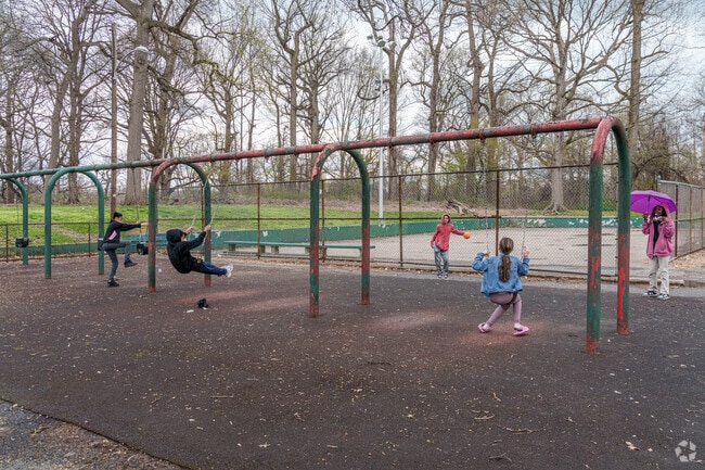 The swings at Juniata Park are a popular attraction for kids in Juniata Park.