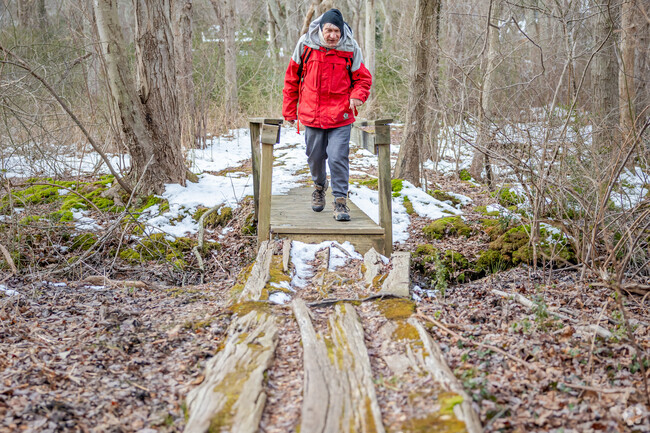 Take a hike around the pond at Betty Allen Nature Preserve in Centerport.