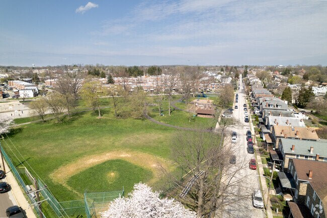 Knight Park has baseball fields, a playground, and a basketball court.
