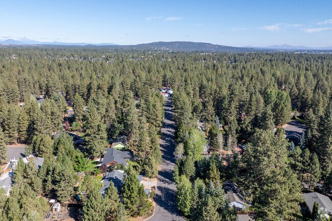 Stunning aerial view of Deschutes River Woods—nature's beauty meets community charm!