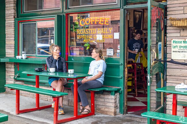 Sit outside Macys Coffee House and enjoy the morning in the neighborhood of Cheshire.