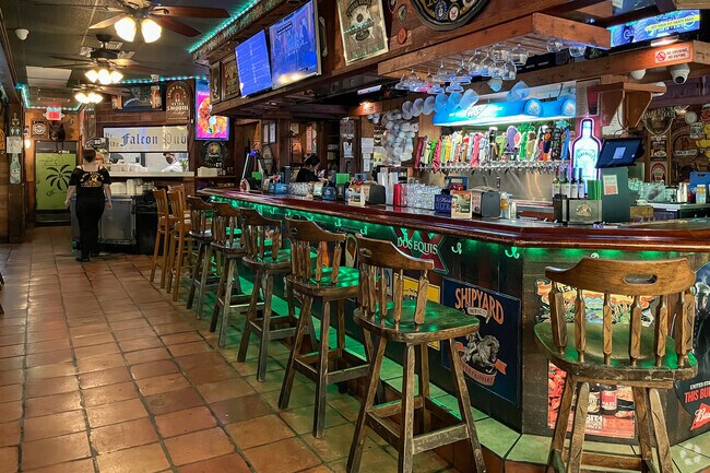 Ye Olde Falcon Pub serves standard english pub fare along with cocktails and craft beers.