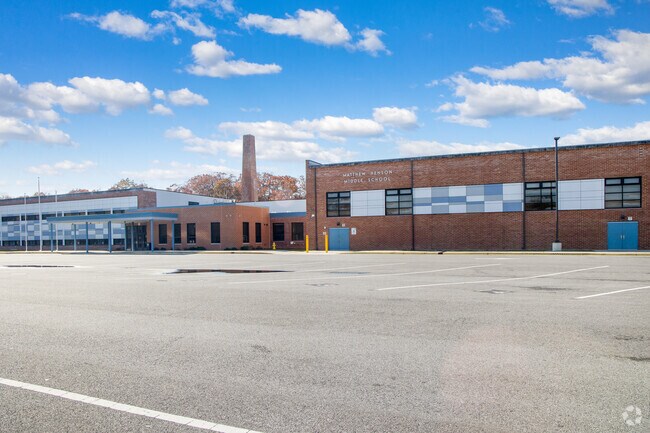 Mathew Henson Middle School wide view front of school.