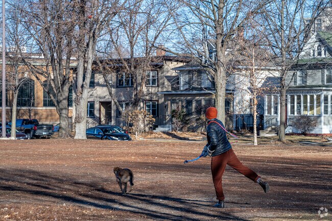 Painter Park has a playground, recreation center, play courts, and open greenspace.