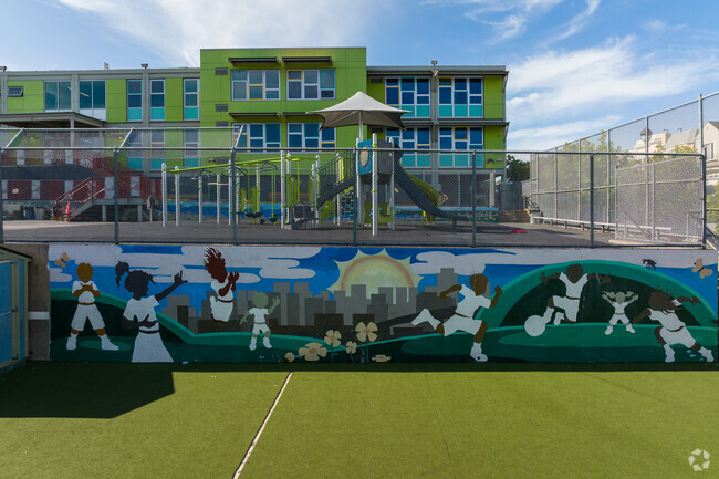 Mural by the playground at Daniel Webster Elementary.