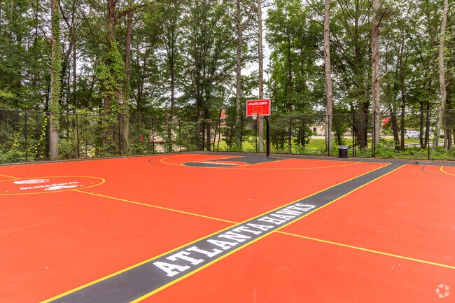 N. H. Scott Recreation Center features an Atlanta Hawks themed basketball court in the Parker neighborhood.