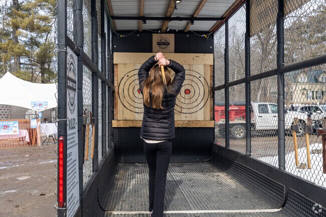 Axe throwing is a fun activity a the Winter Carnival in Bridgton.
