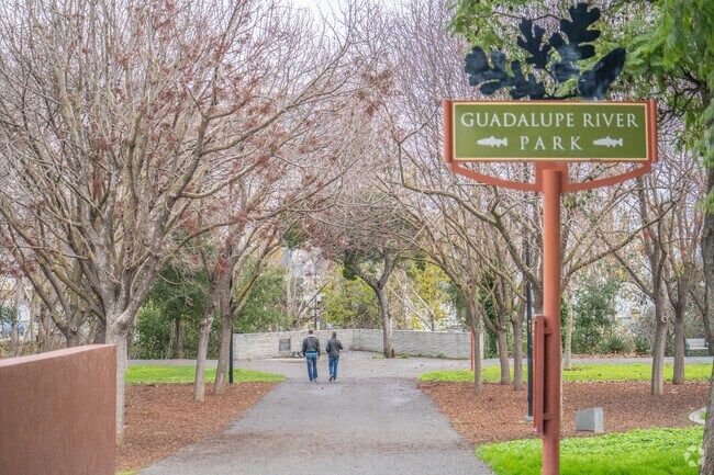 Guadalupe River Park spans for over 2 miles along the river's edge.