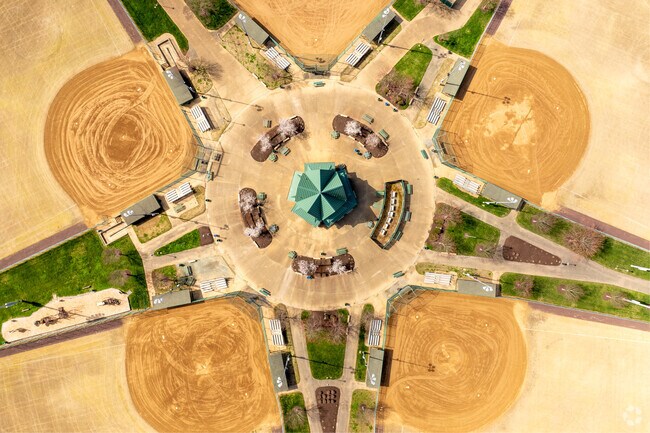 The star-shaped baseball field at Stony Run Athletic Complex.