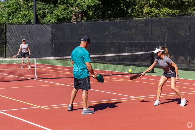 Residents get out and play tennis and pickleball at Forest Island Park in Wood Forest.