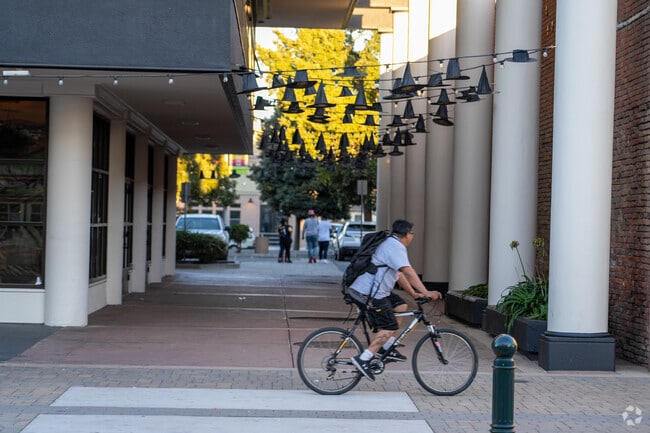 Exploring the vibrant streets of Downtown Salinas on two wheels.