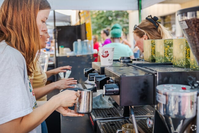 Sip on a delicious latte from Thunder Coffee at The Red River Market in Downtown Fargo.