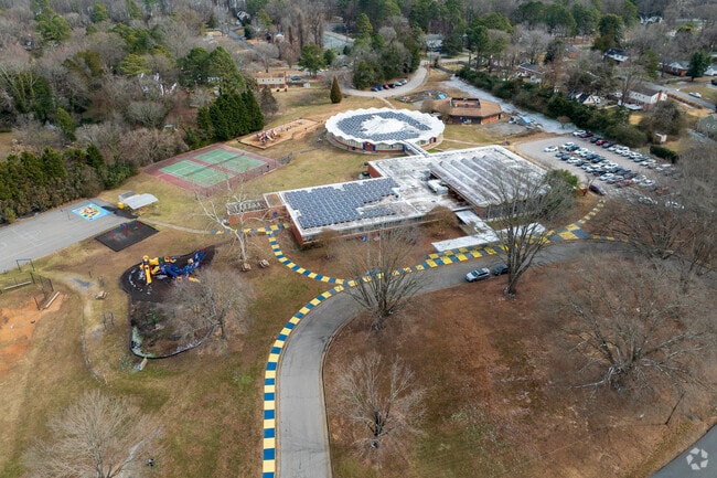 An aerial view of J.B. Fisher Elementary School.