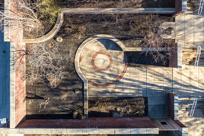 A courtyard provides a peaceful space to reflect in warmer months at Jack M Barrack Academy.
