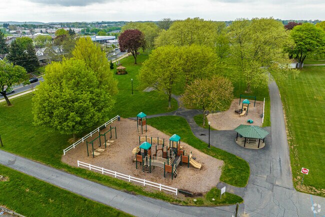 Aerial view of playgroud in Meuser Park.