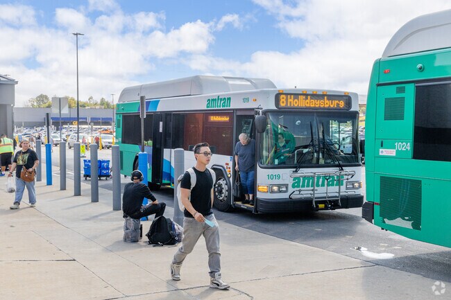 Amtran Buses run along Logab Boulevard and stop at major shopping centers close to Llyswen.