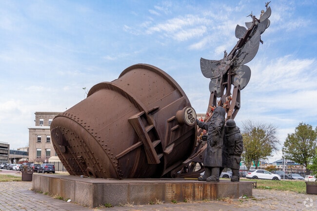 The “Fusion” sculpture commemorates Gary’s hundredth year in Northwest Indiana.