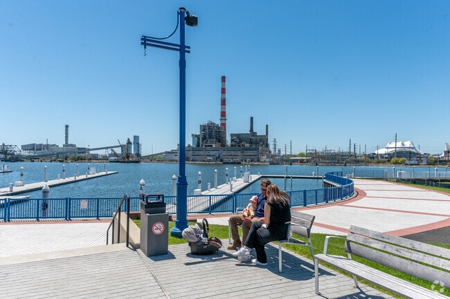 Steelpointe Harbor in East Side Bridgeport offers stunning views of Bridgeport and its harbor.