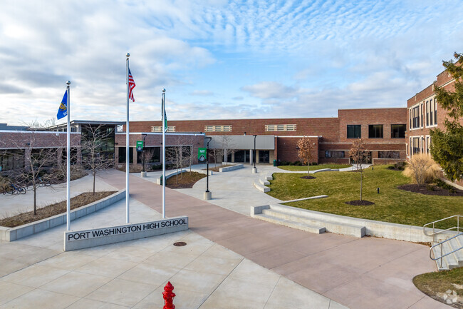 The entry to Port Washington High School.