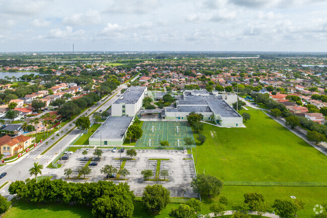 Lawton Middle School provides 6 basketball courts and a green space.