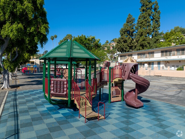 Huntington Drive Elementary School playground is fully equipped for the students.