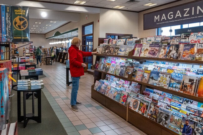 Browse the magazines at Barnes and Noble, which sits just east of Burton Ridge.