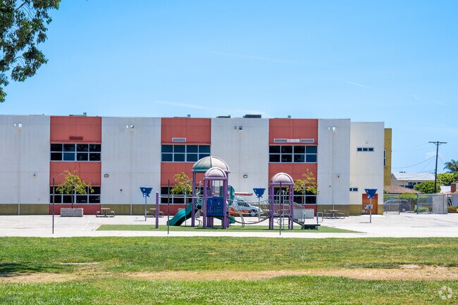 Students at Curren Elementary School have multiple playground choices.