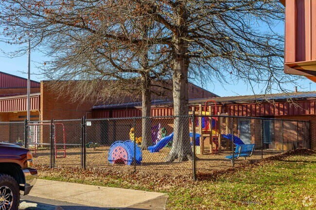 Riverside Elementary School has a playground at it's front entrance in Columbia.