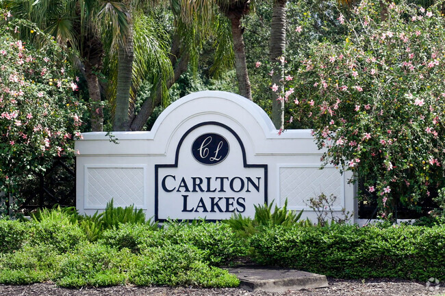 Carlton Lakes residents are greeted to the neighborhood with this sign.