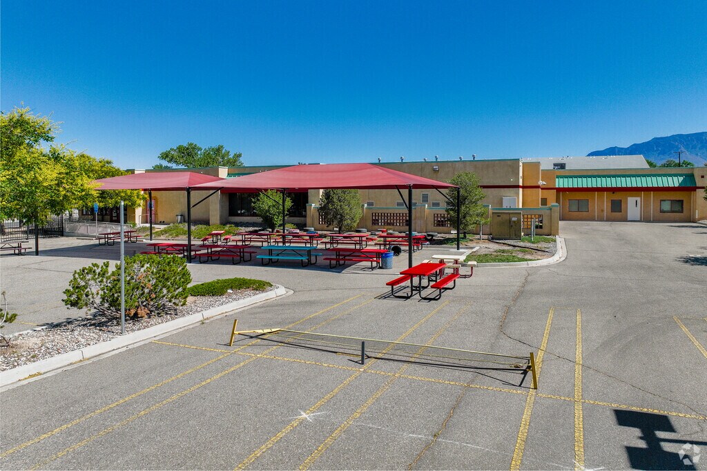 Back seating area of Gilbert L Sena Charter High School.