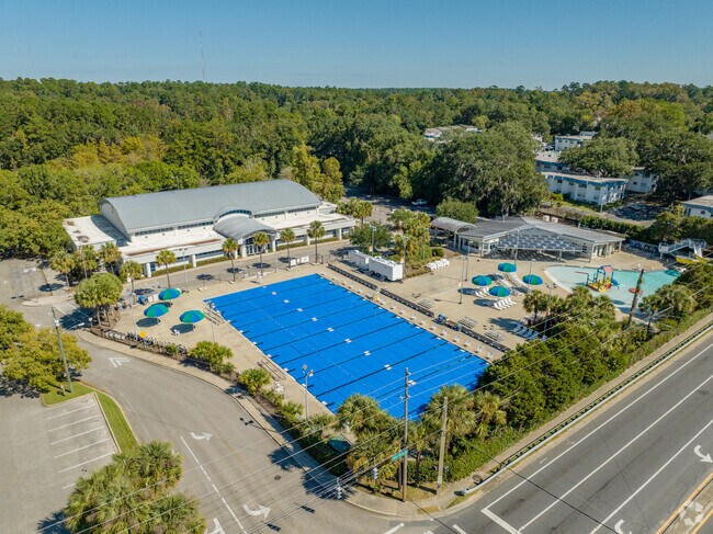 Pools at Trousdell Aquatic Center include a 50-meter lane pool and kid-friendly splash area.