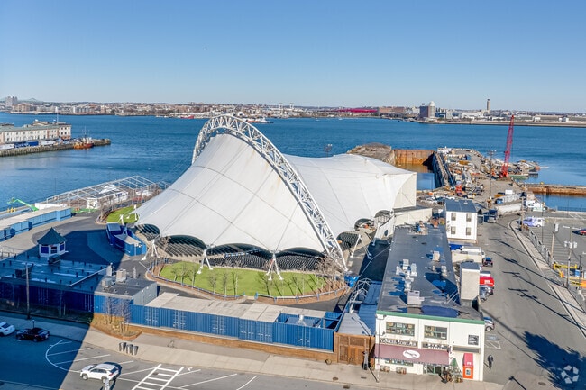 Leader Bank Pavilion is a 5,000-capacity amphitheater on the Boston Harbor in Seaport.