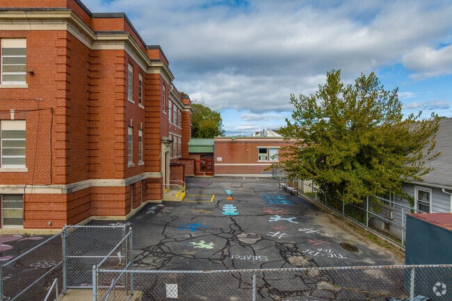W. R. Dutemple School has a courtyard where kids can play at recess in Cranston.