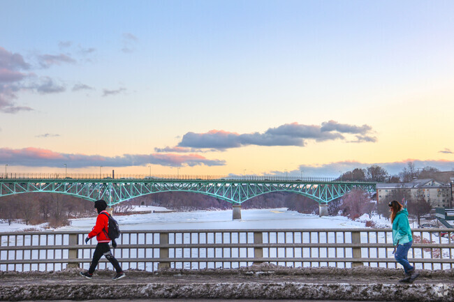 The Calumet bridge offers scenic walkable access to fabulous downtown Augusta.