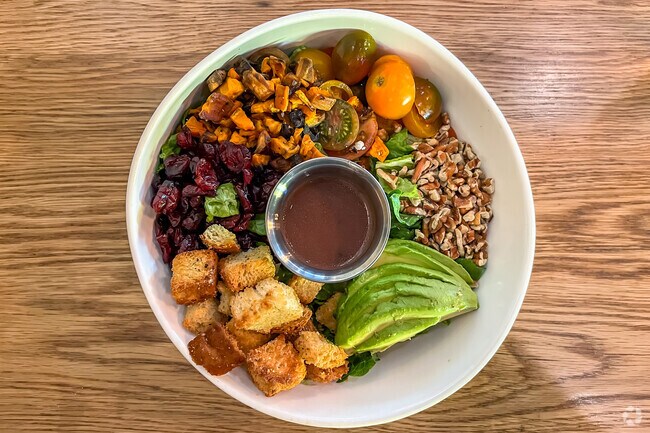 Lot One restaurant boasts seasonal flavors derived from the harvest of their rooftop greenhouse.