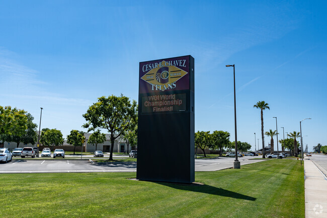 The sign at Cesar E. Chavez High School keeps students and parents up to date.