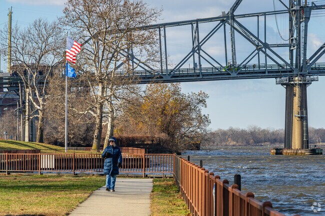 The Burlington Riverfront Promenade along the Delaware River was renovated in 2020 as part of a revitalization project.