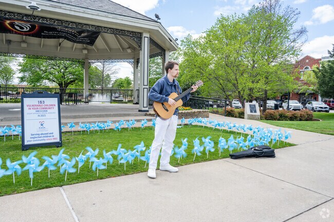 Music fills the air, adding rhythm to Southlake Town Square's peaceful afternoons.