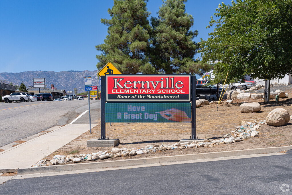 A lighted marquee at the entrance to Kernville Elementary School informs parents of events.