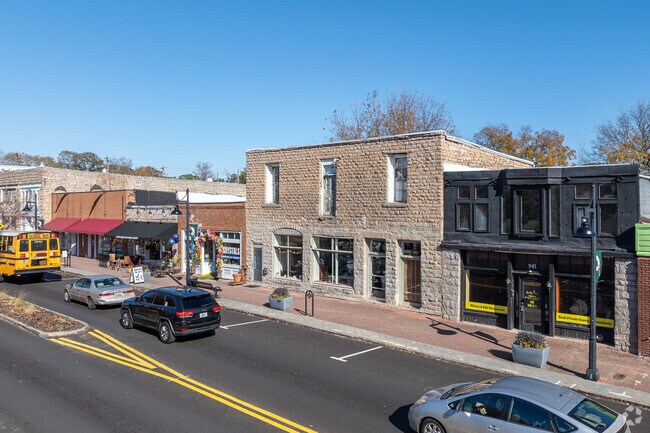 Local businesses in Stone Mountain feature original quarry-stone facades.