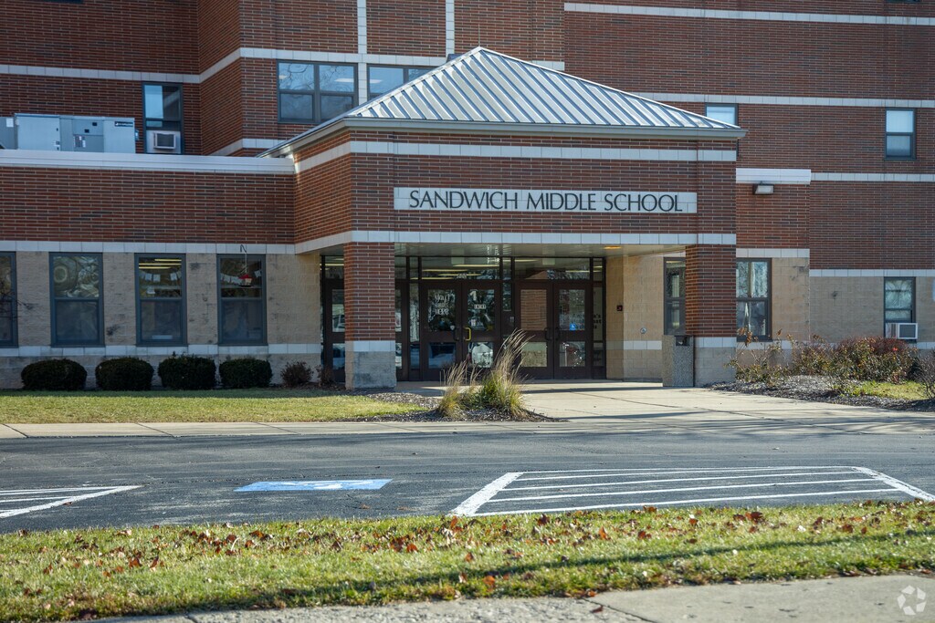 Sandwich Middle School is a multi level brick building in Sandwich.