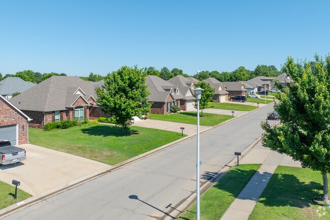 Streetlamps and sidewalks create safe family spaces in Verdigris.