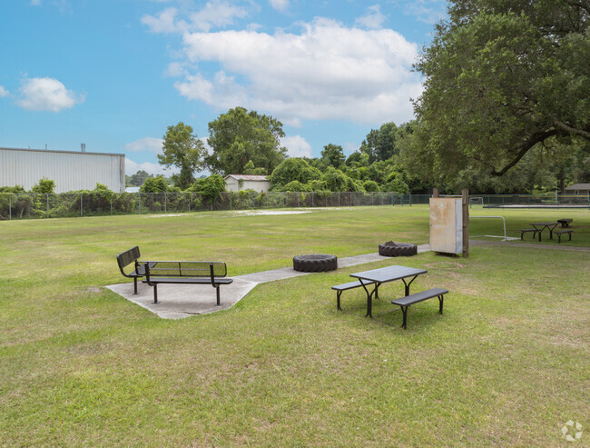 An outdoor sitting area at Career Readiness Academy in Wilmington