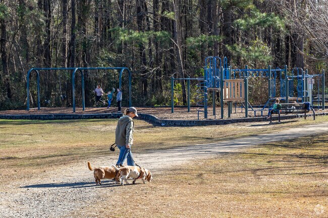 Lake Rim Park features a playground as well as large natural areas perfect for friends from Seventy-First.