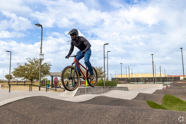 Test your balance and other skills at Festival Fields Park’s pump track.