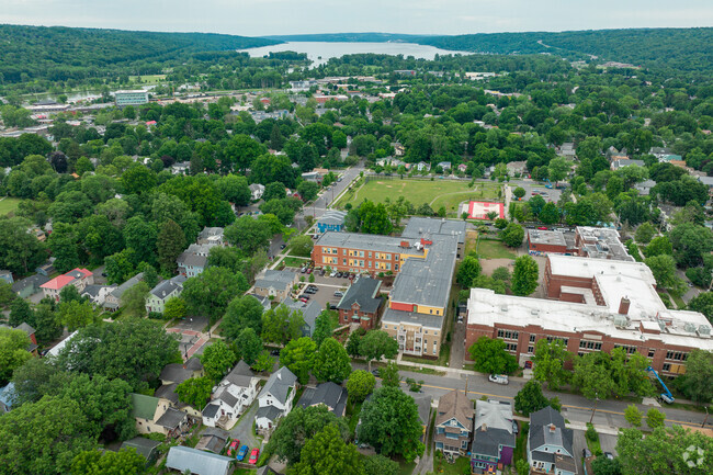 Scenic Cayuga Lake can be seen behind Immaculate Conception School.