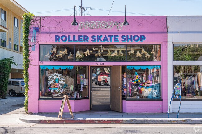 The Roller Skate Shop on Retro Way shows off its vibrant display in Long Beach.