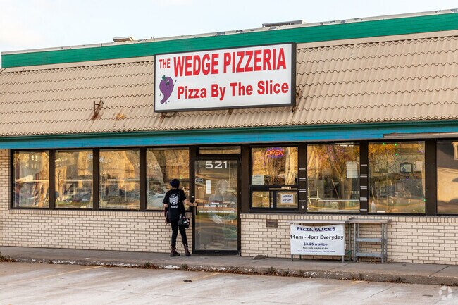 Just across Hwy 1 is The Wedge Pizzeria, which serves pizza by the slice.