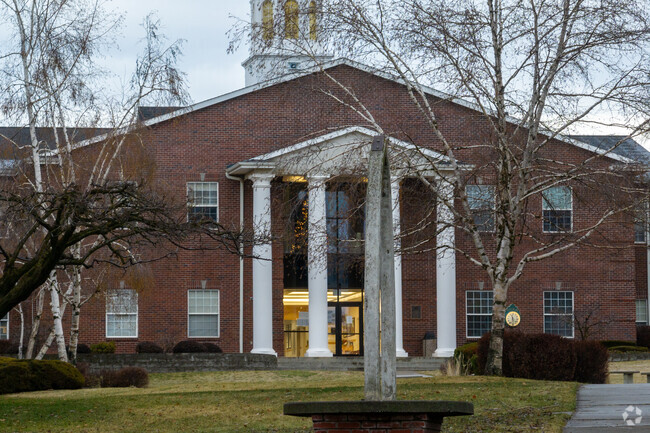 Upper Columbia Academy has a grand front entrance to the school.
